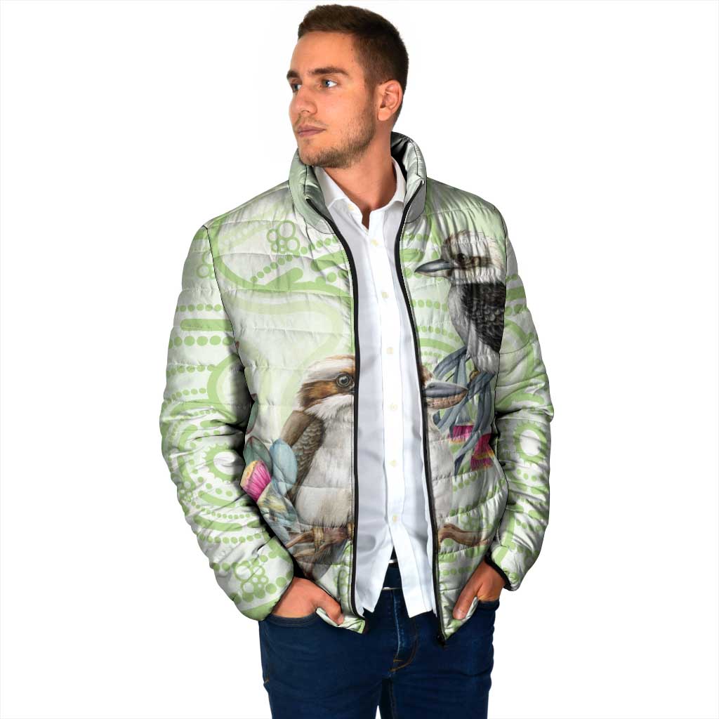 Australia Gumtree And Kookaburra Padded Jacket Aboriginal Art - Watercolor Style - Aussie Hoodie