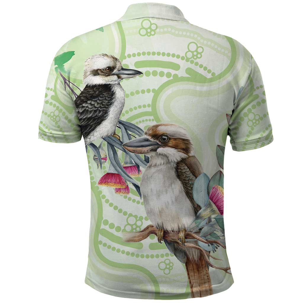 Australia Gumtree And Kookaburra Polo Shirt Aboriginal Art - Watercolor Style