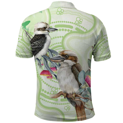Australia Gumtree And Kookaburra Polo Shirt Aboriginal Art - Watercolor Style