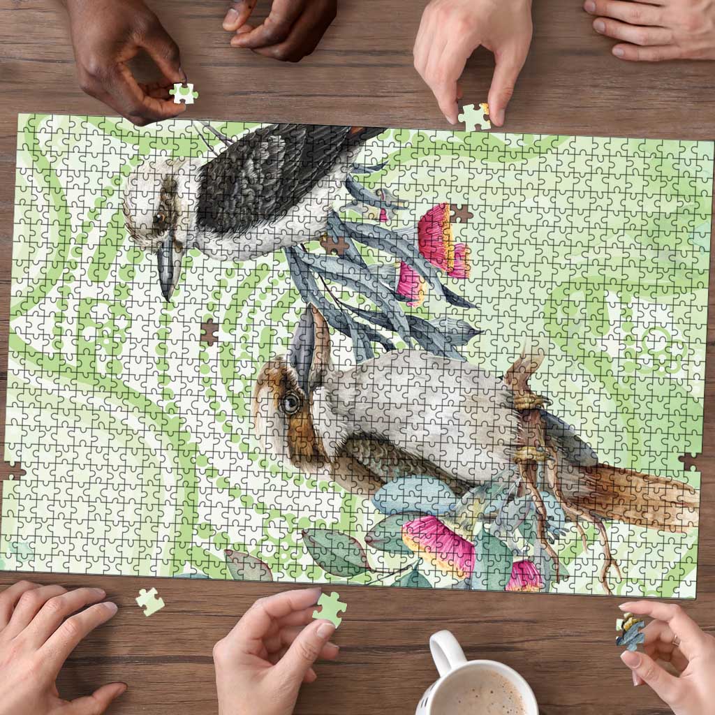 Australia Gumtree And Kookaburra Puzzle Aboriginal Art - Watercolor Style - Aussie Hoodie