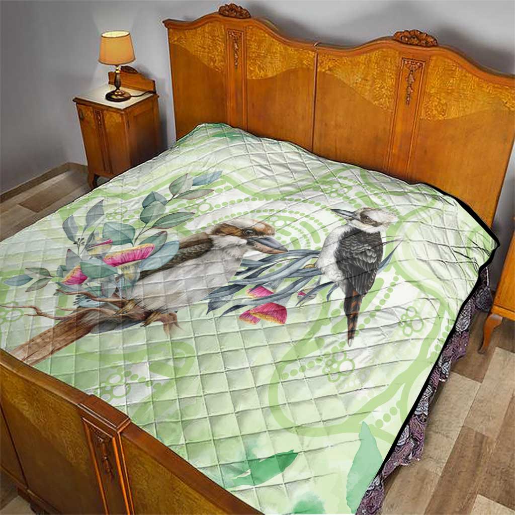 Australia Gumtree And Kookaburra Quilt Aboriginal Art - Watercolor Style