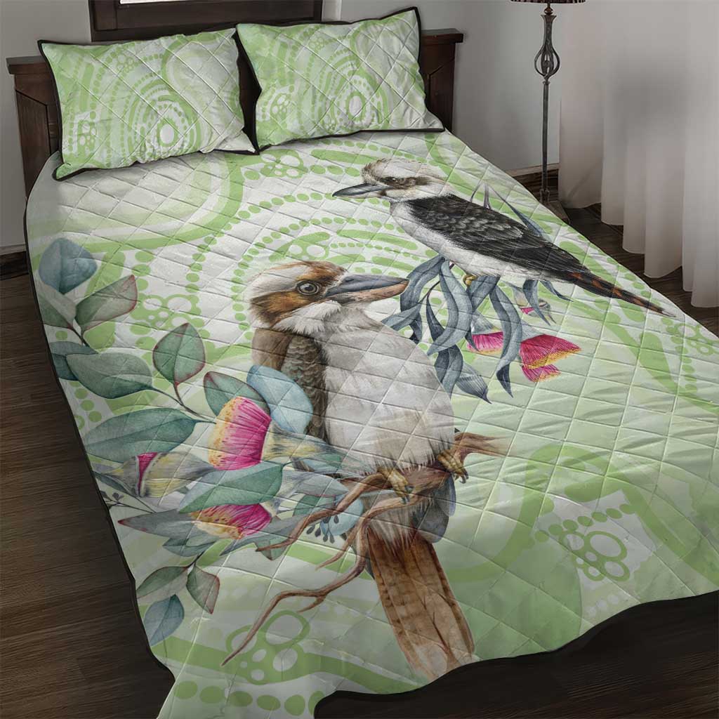Australia Gumtree And Kookaburra Quilt Bed Set Aboriginal Art - Watercolor Style