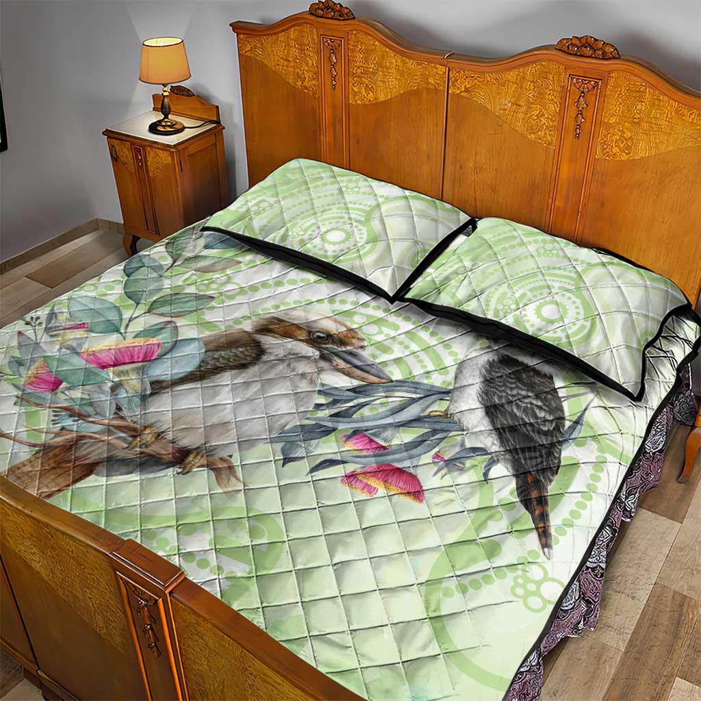 Australia Gumtree And Kookaburra Quilt Bed Set Aboriginal Art - Watercolor Style