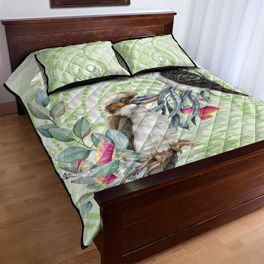 Australia Gumtree And Kookaburra Quilt Bed Set Aboriginal Art - Watercolor Style