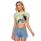 Australia Gumtree And Kookaburra Raglan Cropped T Shirt Aboriginal Art - Watercolor Style