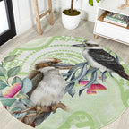 Australia Gumtree And Kookaburra Round Carpet Aboriginal Art - Watercolor Style