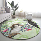 Australia Gumtree And Kookaburra Round Carpet Aboriginal Art - Watercolor Style