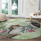 Australia Gumtree And Kookaburra Round Carpet Aboriginal Art - Watercolor Style