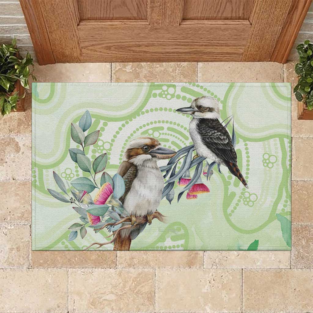 Australia Gumtree And Kookaburra Rubber Doormat Aboriginal Art - Watercolor Style