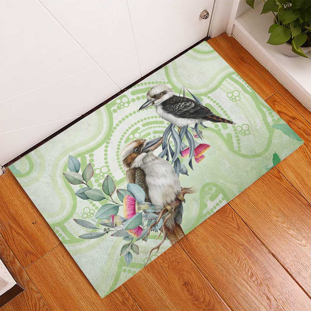Australia Gumtree And Kookaburra Rubber Doormat Aboriginal Art - Watercolor Style