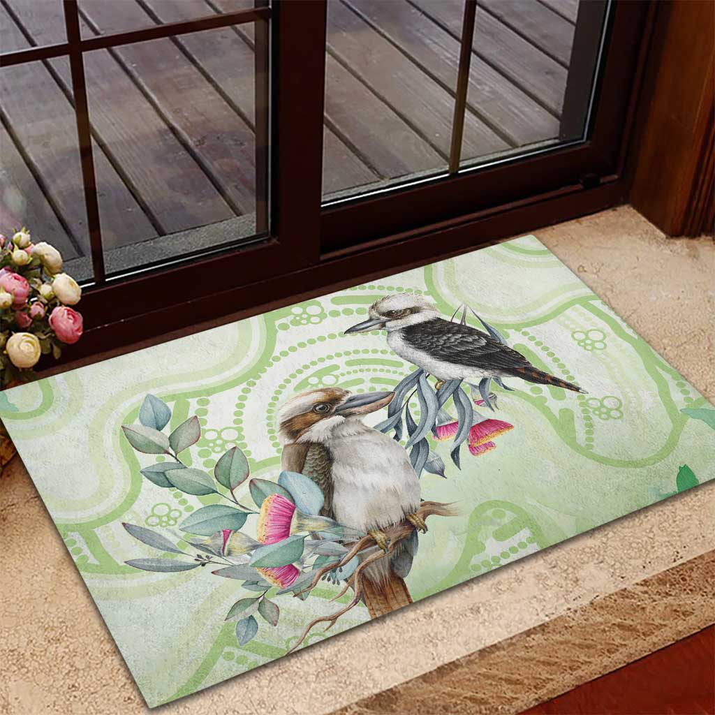 Australia Gumtree And Kookaburra Rubber Doormat Aboriginal Art - Watercolor Style
