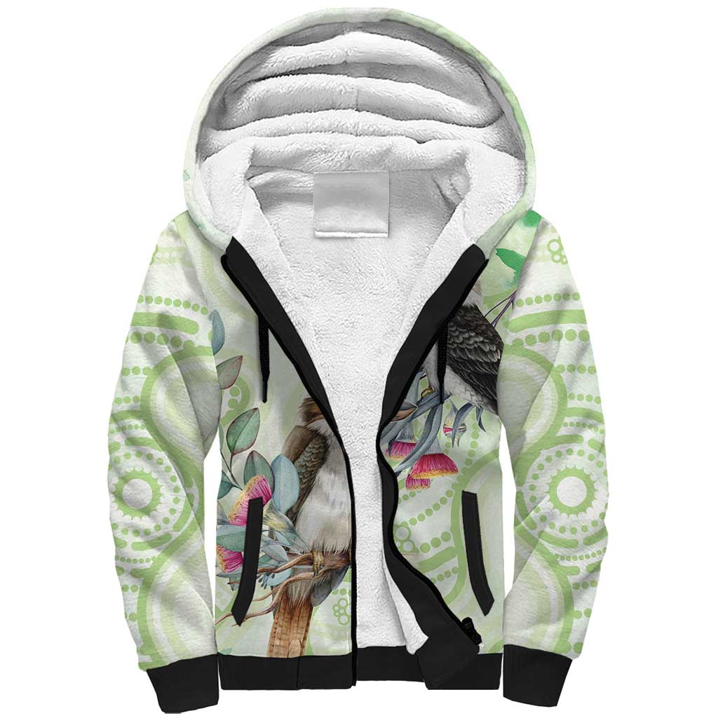 Australia Gumtree And Kookaburra Sherpa Hoodie Aboriginal Art - Watercolor Style