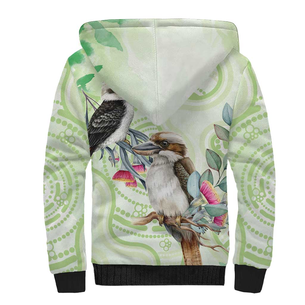 Australia Gumtree And Kookaburra Sherpa Hoodie Aboriginal Art - Watercolor Style