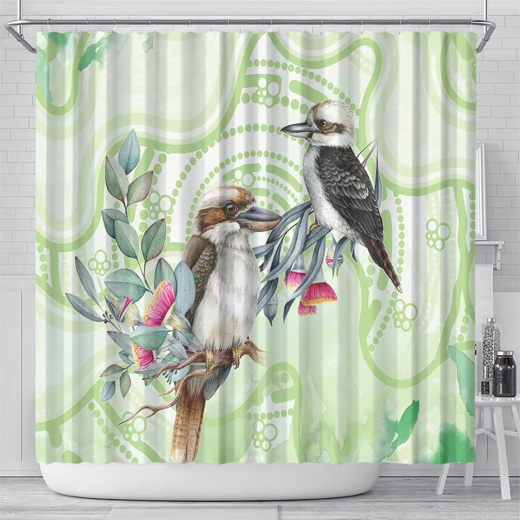Australia Gumtree And Kookaburra Shower Curtain Aboriginal Art - Watercolor Style
