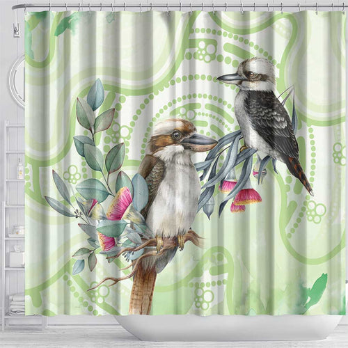 Australia Gumtree And Kookaburra Shower Curtain Aboriginal Art - Watercolor Style