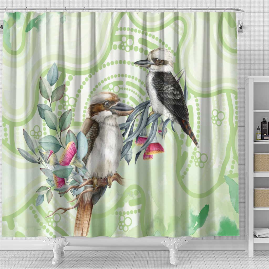 Australia Gumtree And Kookaburra Shower Curtain Aboriginal Art - Watercolor Style
