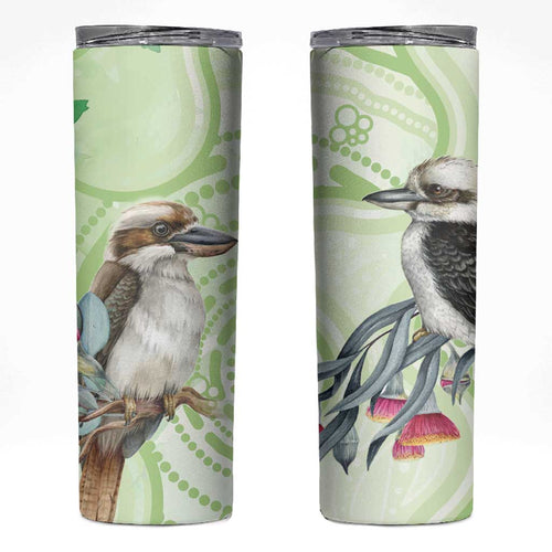 Australia Gumtree And Kookaburra Skinny Tumbler Aboriginal Art - Watercolor Style