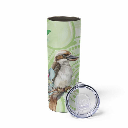 Australia Gumtree And Kookaburra Skinny Tumbler Aboriginal Art - Watercolor Style