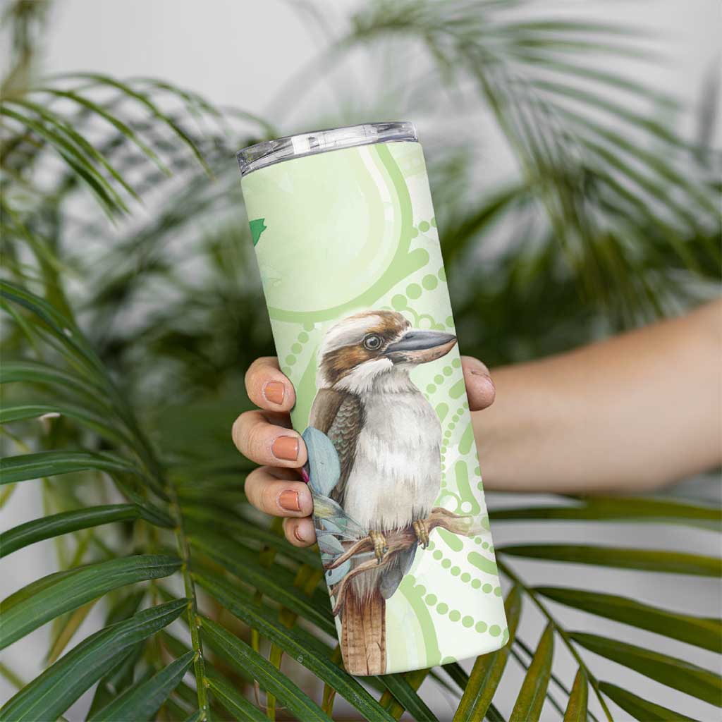 Australia Gumtree And Kookaburra Skinny Tumbler Aboriginal Art - Watercolor Style