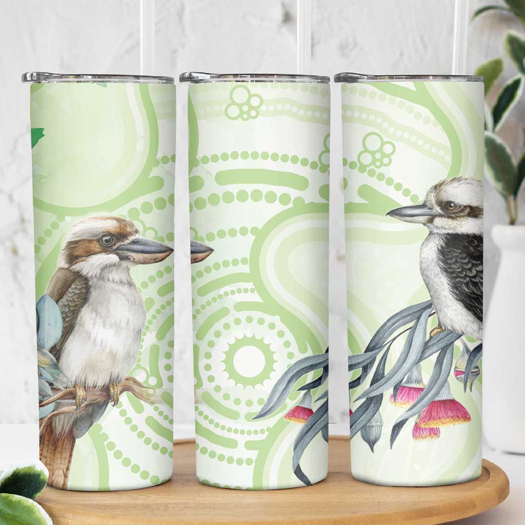 Australia Gumtree And Kookaburra Skinny Tumbler Aboriginal Art - Watercolor Style
