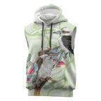Australia Gumtree And Kookaburra Sleeveless Hoodie Aboriginal Art - Watercolor Style - Aussie Hoodie
