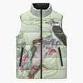 Australia Gumtree And Kookaburra Sleeveless Puffer Jacket Aboriginal Art - Watercolor Style - Aussie Hoodie