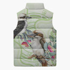 Australia Gumtree And Kookaburra Sleeveless Puffer Jacket Aboriginal Art - Watercolor Style - Aussie Hoodie