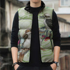Australia Gumtree And Kookaburra Sleeveless Puffer Jacket Aboriginal Art - Watercolor Style - Aussie Hoodie
