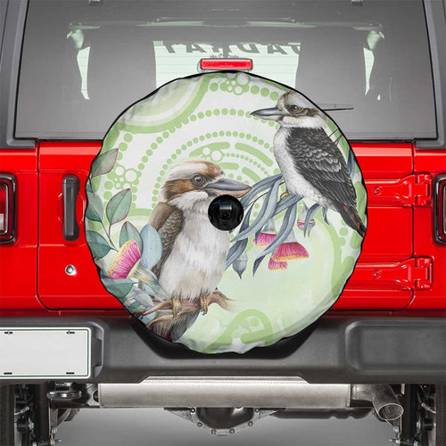 Australia Gumtree And Kookaburra Spare Tire Cover Aboriginal Art - Watercolor Style