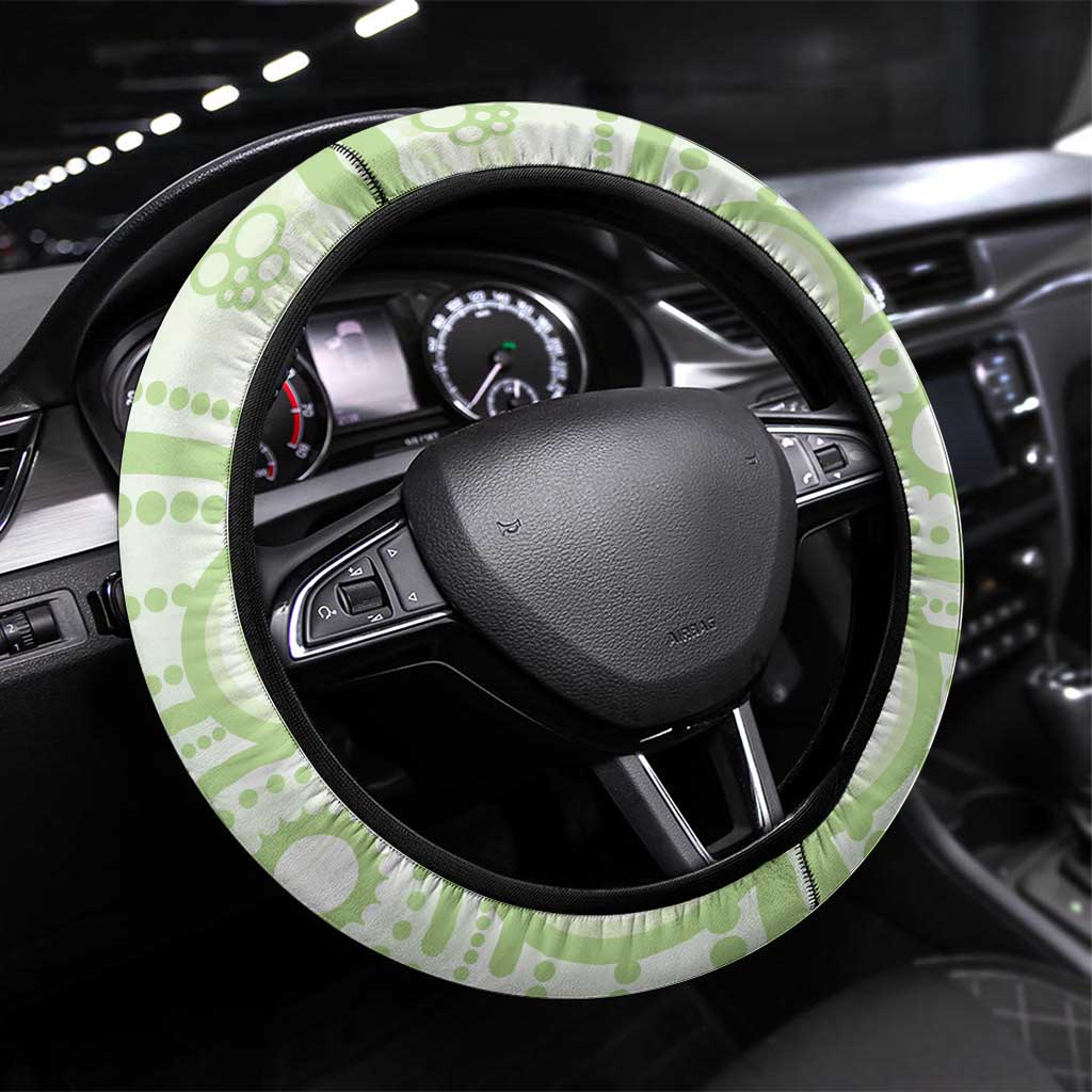 Australia Gumtree And Kookaburra Steering Wheel Cover Aboriginal Art - Watercolor Style