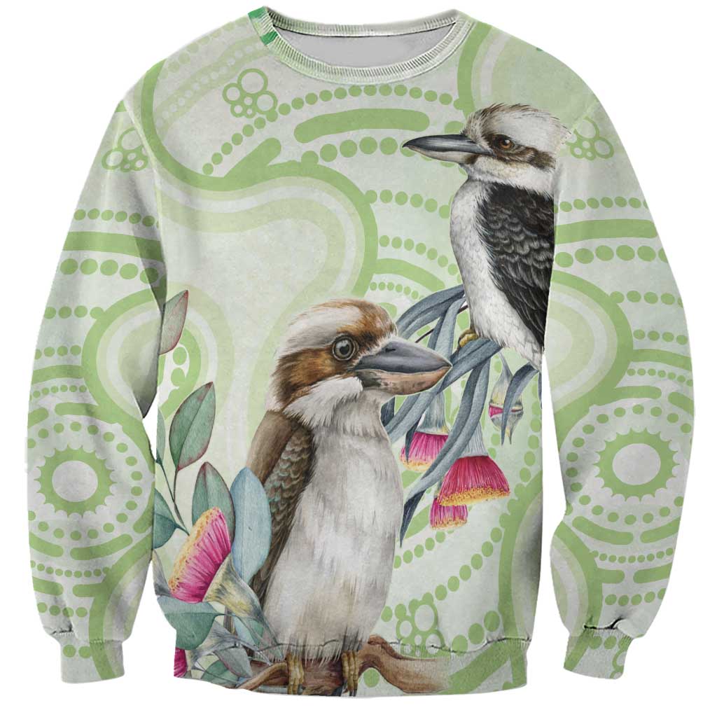 Australia Gumtree And Kookaburra Sweatshirt Aboriginal Art - Watercolor Style