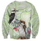 Australia Gumtree And Kookaburra Sweatshirt Aboriginal Art - Watercolor Style