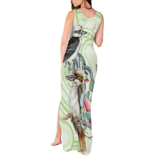 Australia Gumtree And Kookaburra Tank Maxi Dress Aboriginal Art - Watercolor Style