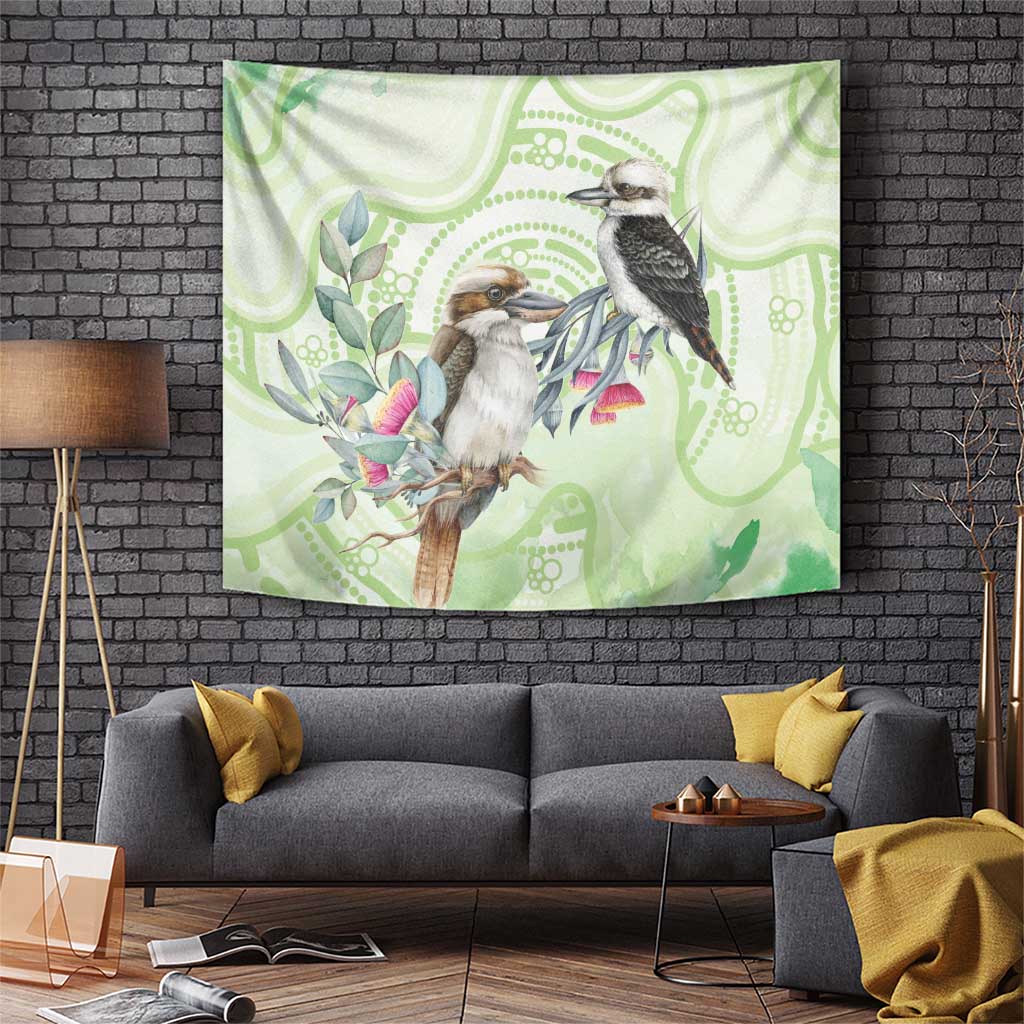 Australia Gumtree And Kookaburra Tapestry Aboriginal Art - Watercolor Style