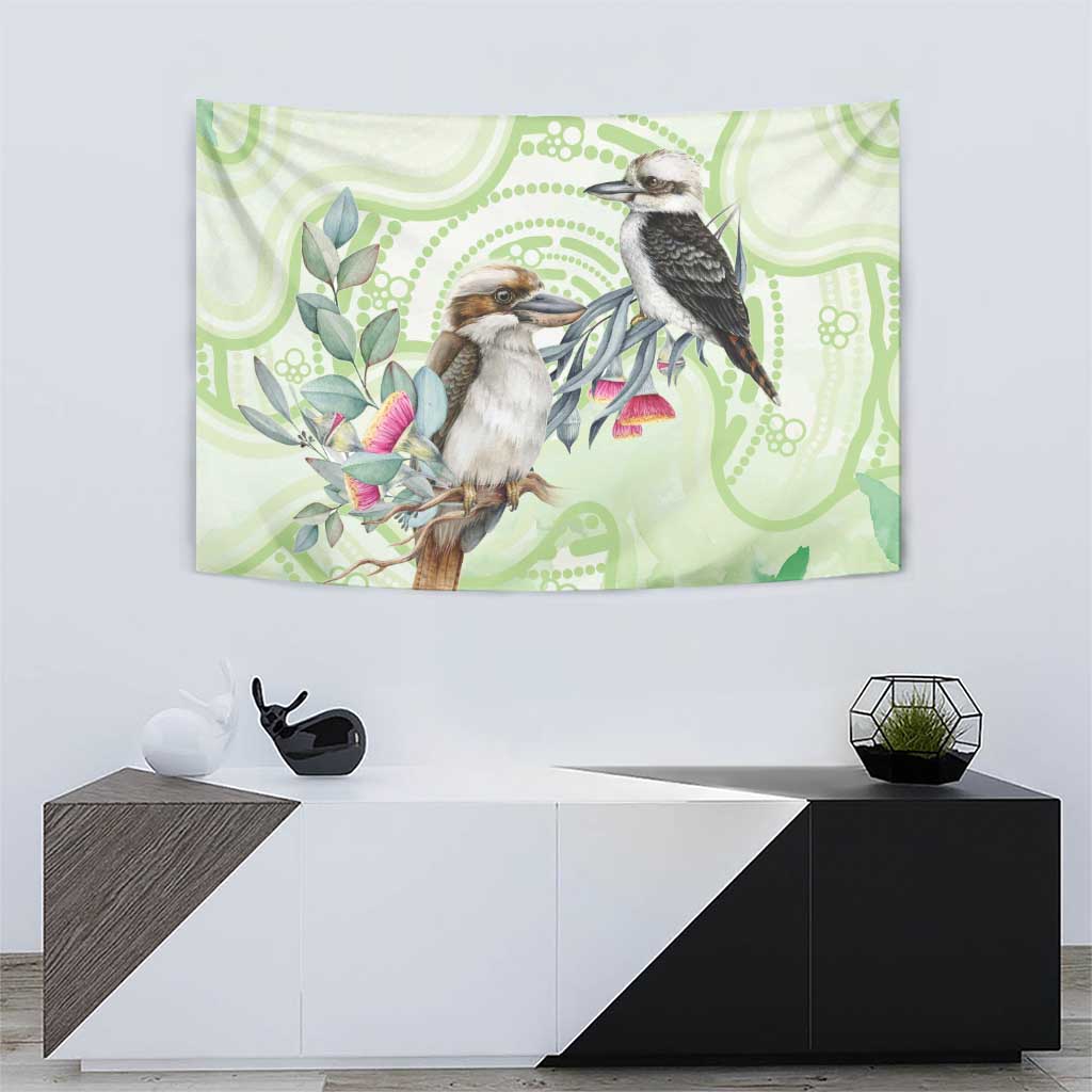 Australia Gumtree And Kookaburra Tapestry Aboriginal Art - Watercolor Style