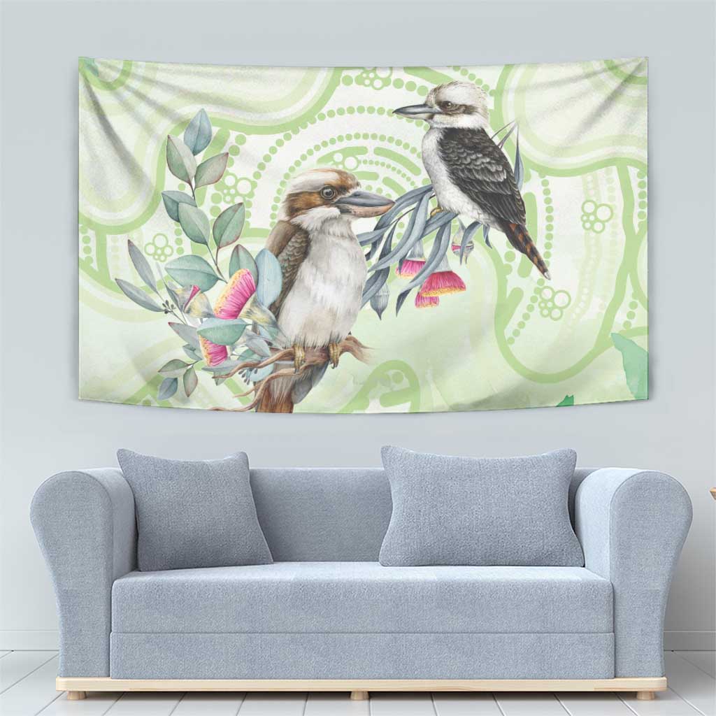 Australia Gumtree And Kookaburra Tapestry Aboriginal Art - Watercolor Style