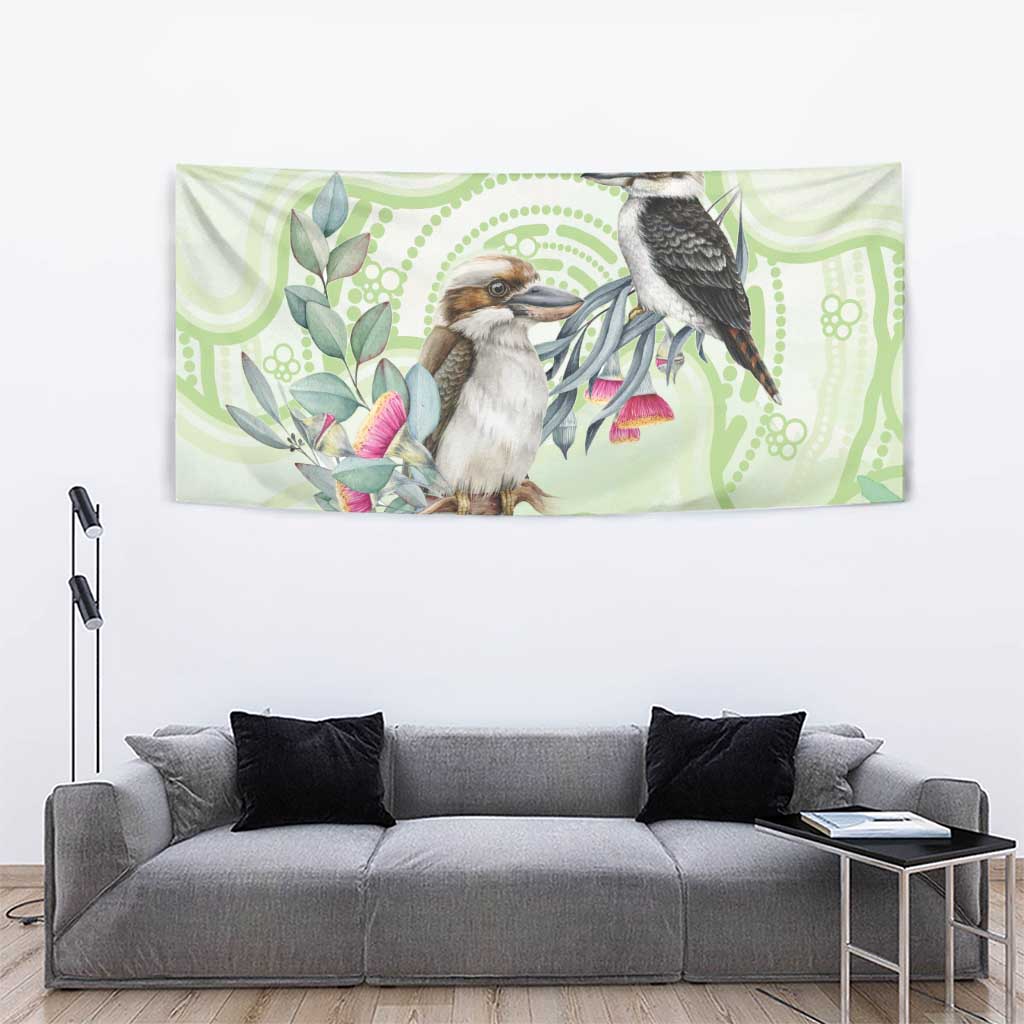 Australia Gumtree And Kookaburra Tapestry Aboriginal Art - Watercolor Style