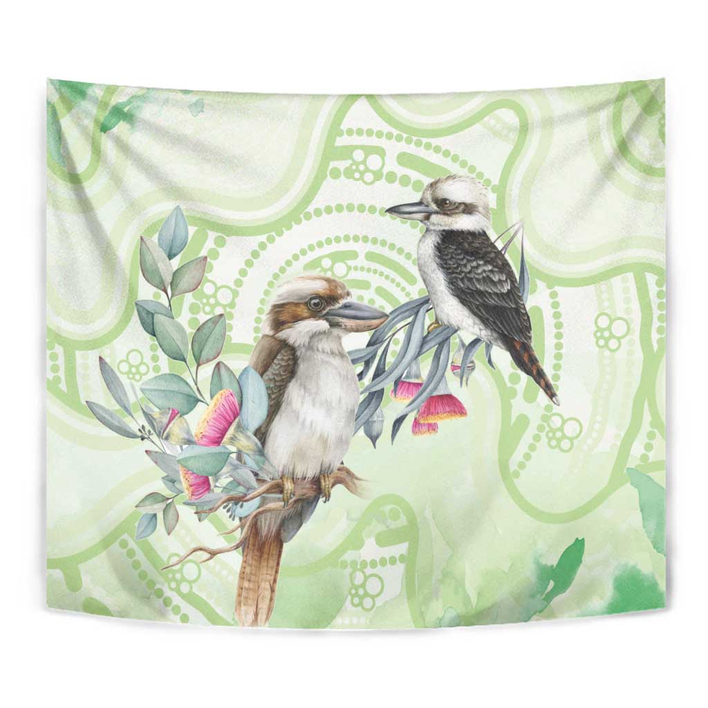 Australia Gumtree And Kookaburra Tapestry Aboriginal Art - Watercolor Style