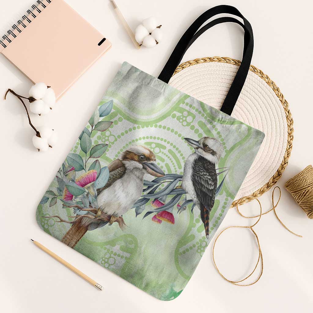Australia Gumtree And Kookaburra Tote Bag Aboriginal Art - Watercolor Style - Aussie Hoodie