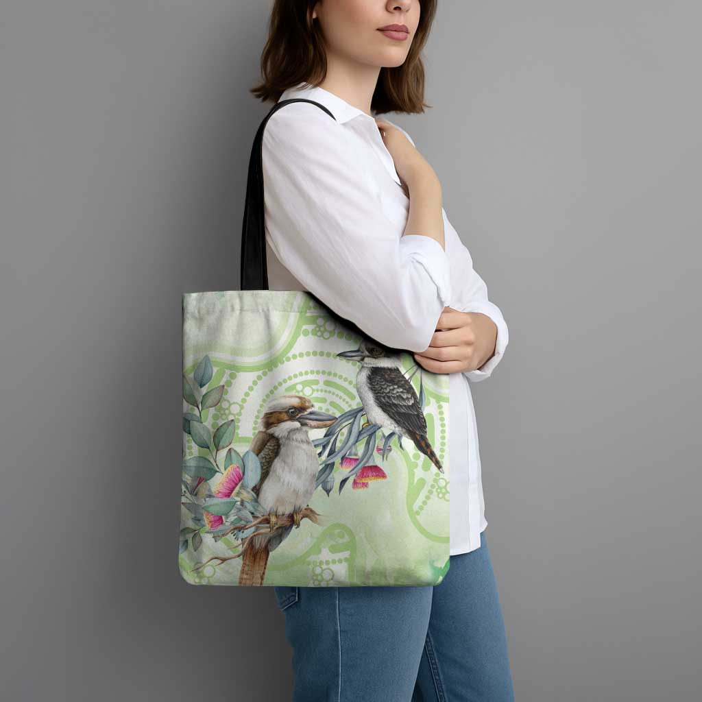 Australia Gumtree And Kookaburra Tote Bag Aboriginal Art - Watercolor Style - Aussie Hoodie