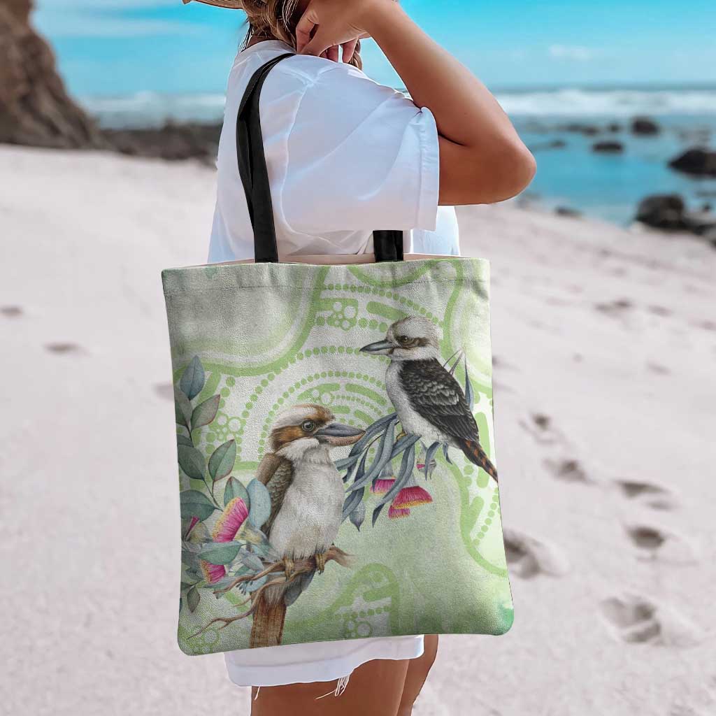 Australia Gumtree And Kookaburra Tote Bag Aboriginal Art - Watercolor Style - Aussie Hoodie