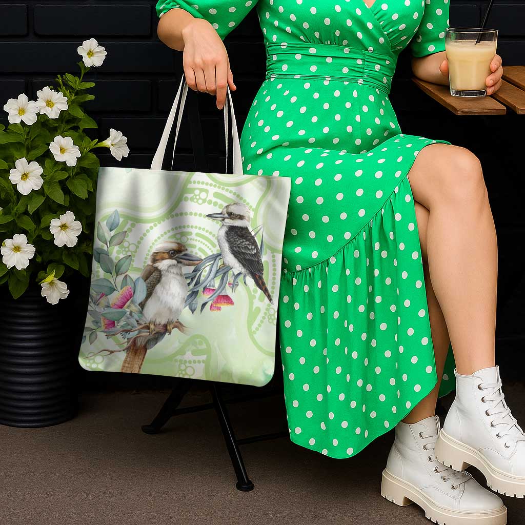 Australia Gumtree And Kookaburra Tote Bag Aboriginal Art - Watercolor Style - Aussie Hoodie