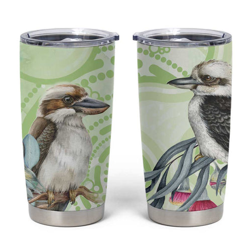 Australia Gumtree And Kookaburra Tumbler Cup Aboriginal Art - Watercolor Style