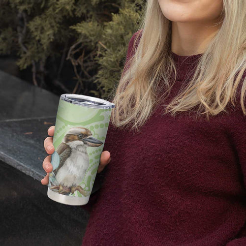 Australia Gumtree And Kookaburra Tumbler Cup Aboriginal Art - Watercolor Style