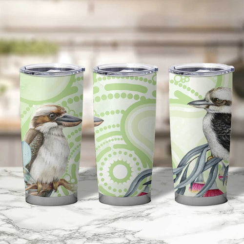 Australia Gumtree And Kookaburra Tumbler Cup Aboriginal Art - Watercolor Style