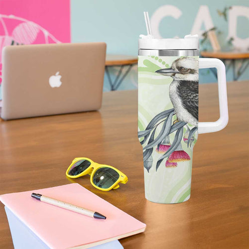 Australia Gumtree And Kookaburra Tumbler With Handle Aboriginal Art - Watercolor Style