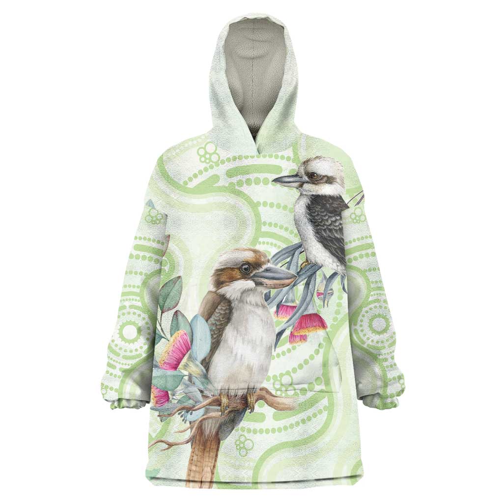 Australia Gumtree And Kookaburra Wearable Blanket Hoodie Aboriginal Art - Watercolor Style