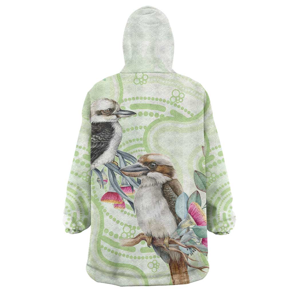 Australia Gumtree And Kookaburra Wearable Blanket Hoodie Aboriginal Art - Watercolor Style