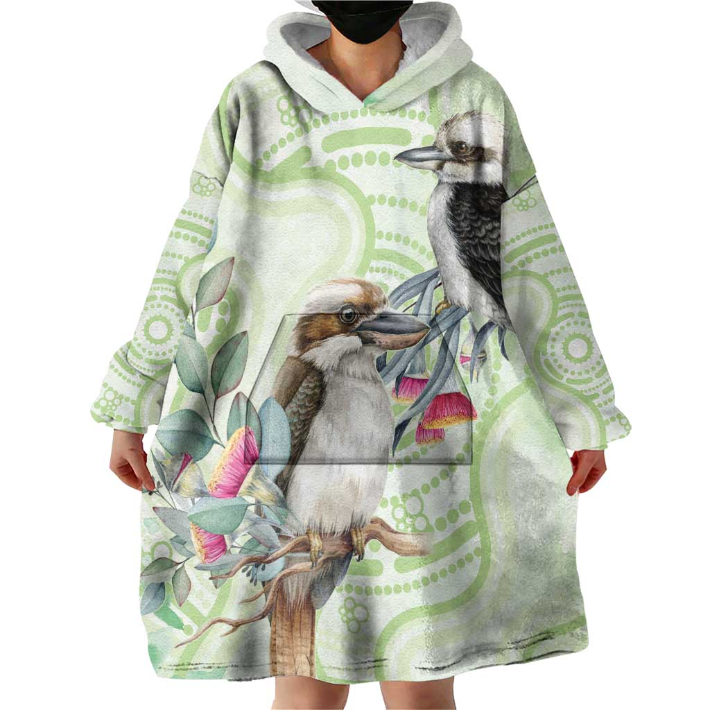 Australia Gumtree And Kookaburra Wearable Blanket Hoodie Aboriginal Art - Watercolor Style