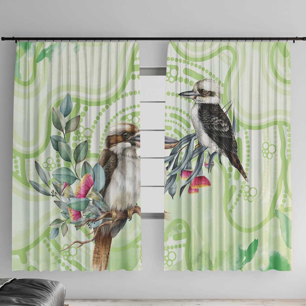 Australia Gumtree And Kookaburra Window Curtain Aboriginal Art - Watercolor Style